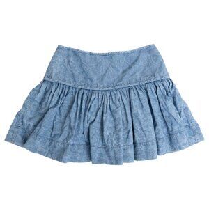 Isabel Marant Étoile Blue Chambray Cotton Linen Tiered Mini Skirt Size 40